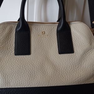 Kate Spade White & Navy Purse with Top Handle & Detachable Strap